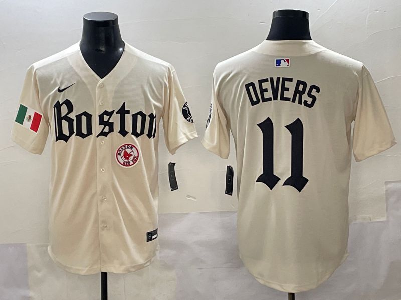 Men 2025 Boston Red Sox #11 Devers Cream Five generations Joint Name Nike MLB Jersey style 16->boston red sox->MLB Jersey